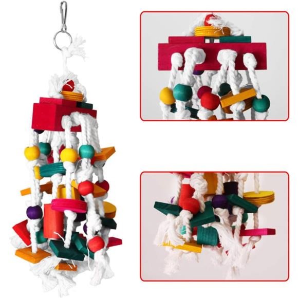 Bird Chewing Toy - Parrot Cage Bite Toys Wooden Block Bird Parrot Toys - Picture 5 of 6